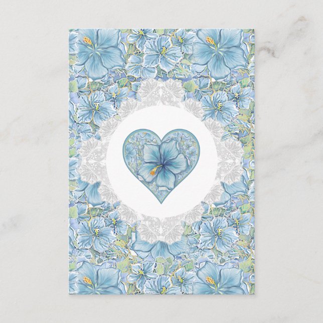 Cartão De Informações Hibisco & renda TURQUESA (Frente)