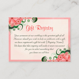 Cartão De Informações Hibiscus Floral Pink Wedding Gift Registry