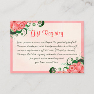 Cartão De Informações Hibiscus Floral Pink Wedding Gift Registry