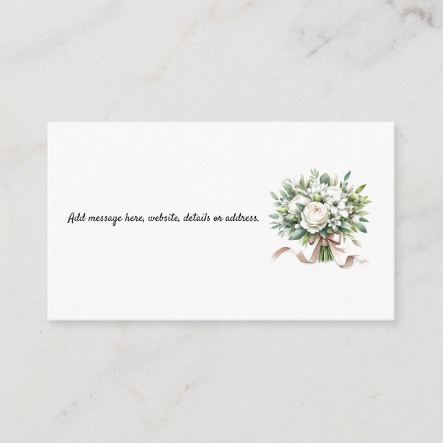 Cartão De Informações Hídrangas brancas Invólucro do Buquê Floral (Frente)