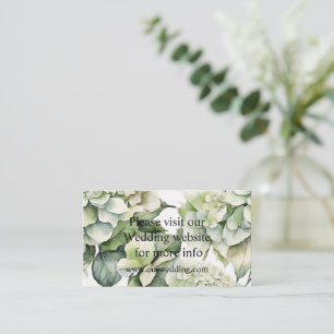 Cartão De Informações Hídrangas florais de cor branca esverdeada Elegant