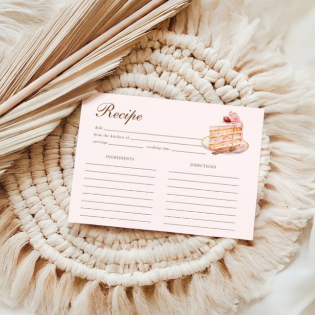 Cartão De Informações High Tea Pastel Pink Bridal Shower Recipe (Criador carregado)