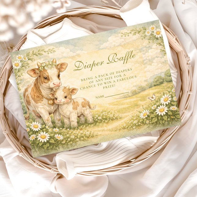 Cartão De Informações Highland Cow Baby Shower Diapper Raffle (Criador carregado)
