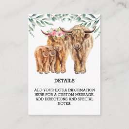 Cartão De Informações Highland Cow Eucalyptus Detalhes Twin Insert