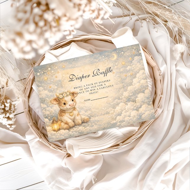 Cartão De Informações Highland Cow Floral Diapper Raffle (Criador carregado)