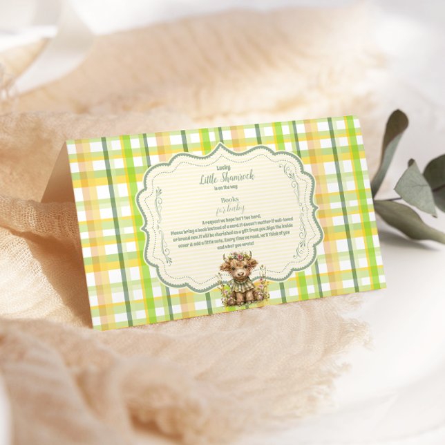 Cartão De Informações Highland Cow Lucky Little Shamrock Livros para Beb (Criador carregado)