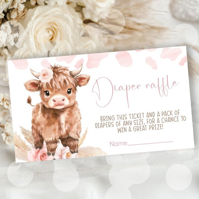 Cartão De Informações Highland Cow Santa chá de fraldas (Highland Cow Holy Cow baby shower girl )