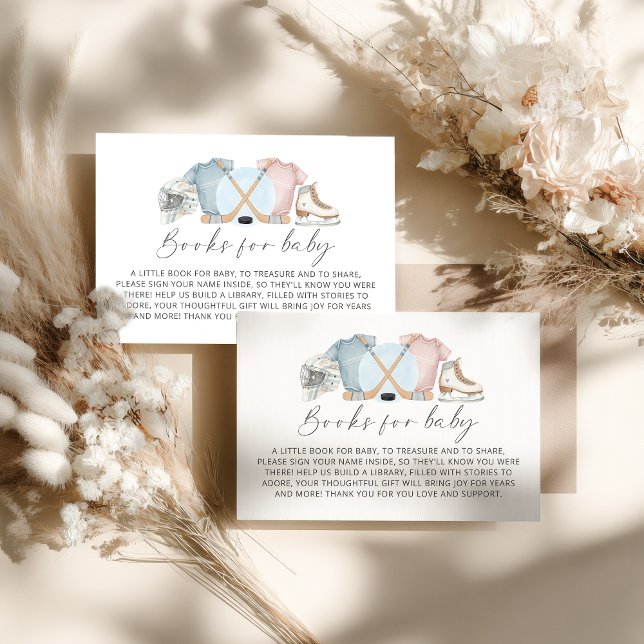 Cartão De Informações Hockey baby shower, ice hockey book request (hockey baby shower books for baby cards)