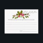 Cartão De Informações Holly Christmas Chá de panela Date Ideias da Noite<br><div class="desc">Flores vermelhas venenosas,  holly e bagas de natal chá de panela de natal data cartões noturnos projetados para serem rápida e facilmente personalizados.</div>