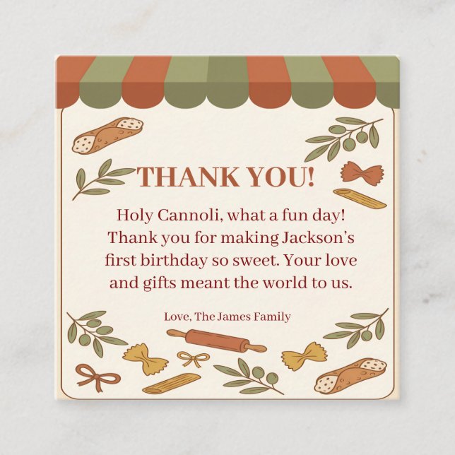 Cartão De Informações Holy Cannoli! First Birthday  (Frente)