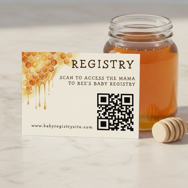 Cartão De Informações Honey Bee Honeycomb Baby Shower QR Code Registry (Honey Bee Honeycomb Baby Shower QR Code Registry Enclosure Card
)