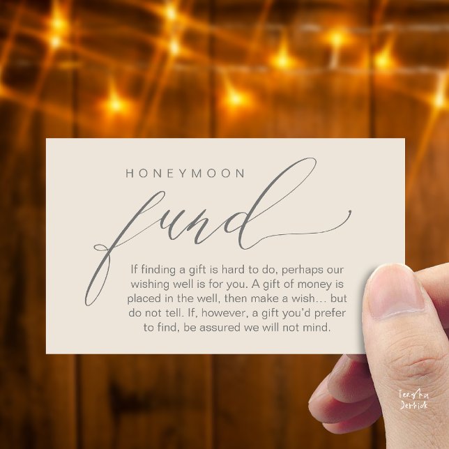 Cartão De Informações Honeymoon Fund Wishing Well, Wish, A Note On Gifts (Honeymoon Fund Wishing Well, Wish, A Note On Gifts Enclosure Card in Cream Grey)