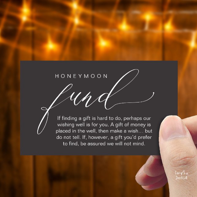 Cartão De Informações Honeymoon Fund Wishing Well, Wish, A Note On Gifts (Honeymoon Fund Wishing Well, Wish, A Note On Gifts Enclosure Card in Charcoal Grey)