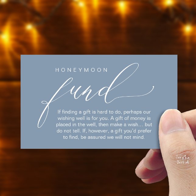 Cartão De Informações Honeymoon Fund Wishing Well, Wish, A Note On Gifts (Honeymoon Fund Wishing Well, Wish, A Note On Gifts Enclosure Card in Dusty Blue)