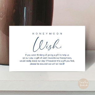 Cartão De Informações Honeymoon Wish, casamento romântico moderno