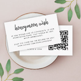 Cartão De Informações Honeymoon Wish | Código QR Registro de Casamento B