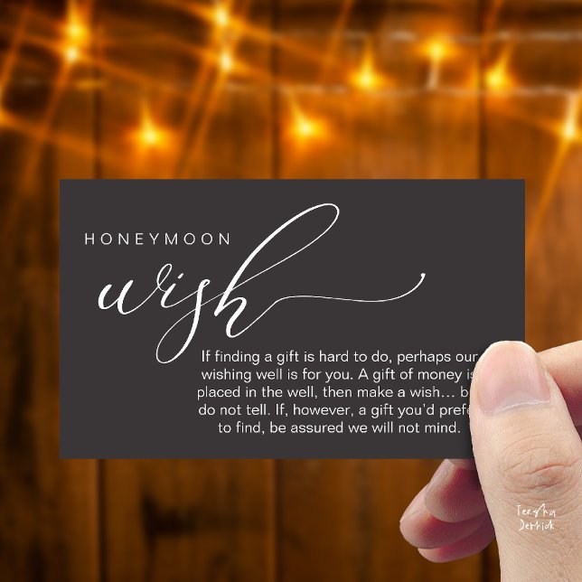 Cartão De Informações Honeymoon Wish Wishing Well, Fund, A Note On Gifts (Honeymoon Fund Wishing Well, Wish, A Note On Gifts Enclosure Card in Charcoal Grey)