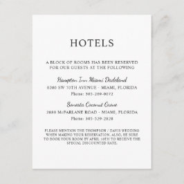 Cartão De Informações Hotéis Minimalistas Modernos Preto e Branco