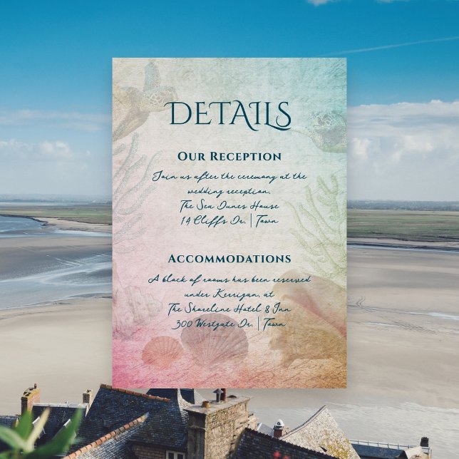 Cartão De Informações Hotel de Recepção de Detalhes do Mar Vivo (Criador carregado)