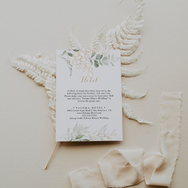 Cartão De Informações Hotel Dourado Green Foliage Calliographic (Criador carregado)