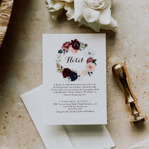 Cartão De Informações Hotel Floral de Queda Ilustrado com Aquarela