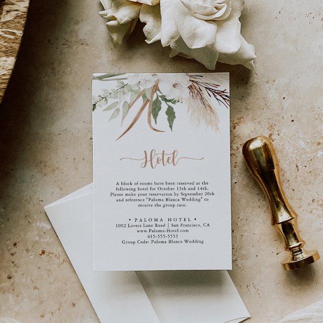 Cartão De Informações Hotel Rustic Boho Elegant Floral Wedding (Criador carregado)