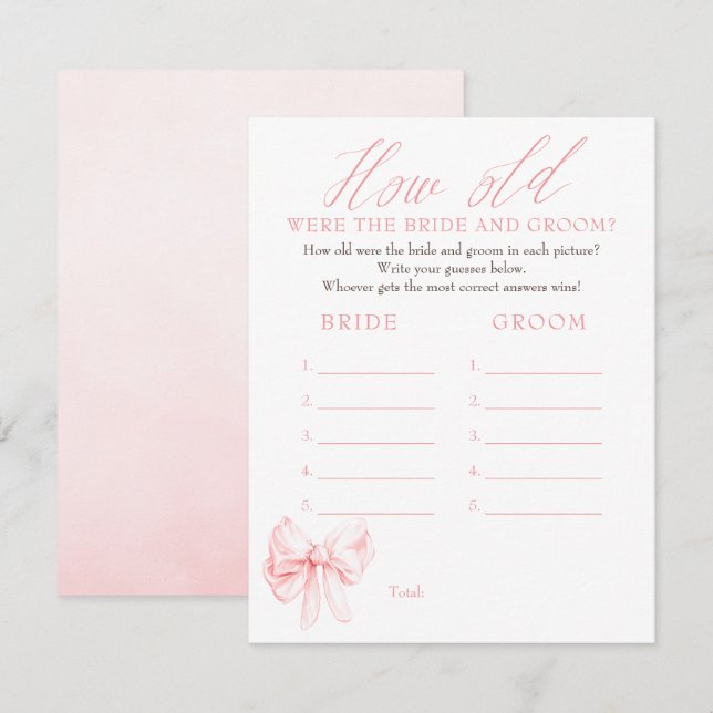 Cartão De Informações How Old Were The Bride And Groom Game Cards (Frente/Verso)