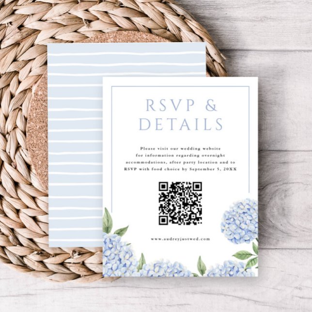 Cartão De Informações Hydrangea Blooms RSVP e Detalhes com Código QR (Criador carregado)
