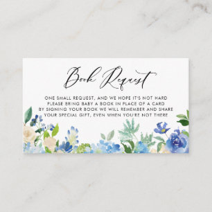 Cartão De Informações Hydrangea Blue Watercolor Livros para Bebê