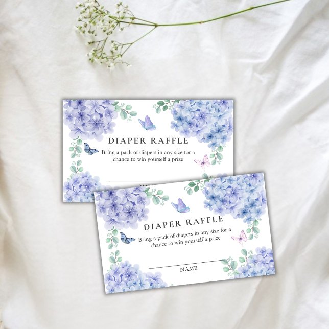 Cartão De Informações Hydrangea Floral Fralda Raffle Chá de fraldas (Hydrangea Floral Garden Diaper Raffle Baby Shower Enclosure Card)