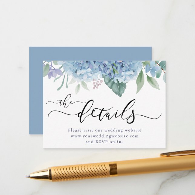 Cartão De Informações Hydrangea flowers Wedding Website (Frente/Verso In Situ)