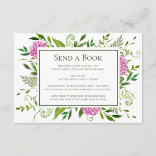 Cartão De Informações Hydrangeas Rosa Enviar um Chá de fraldas Virtual d