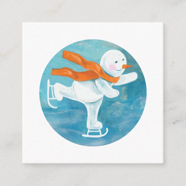 Cartão De Informações Ice Skating Snowman (Frente)