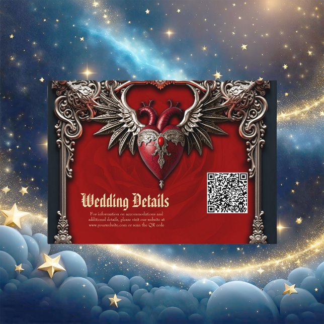 Cartão De Informações Ícone gótico romântico: coração, rosa, crânio. (Criador carregado)