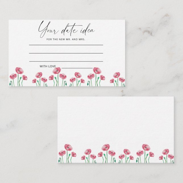 Cartão De Informações Ideias de noite de encontro com aquarela floral \  (Frente/Verso)
