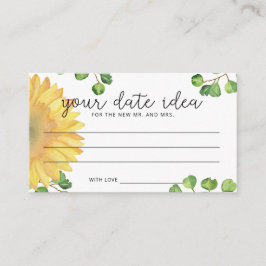 Cartão De Informações Ideias de noite de encontro com girassol aquarela