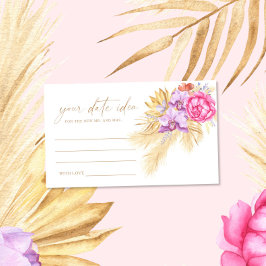 Cartão De Informações Ideias de noite de encontro floral Boho Pampas \ J
