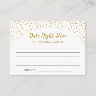 Cartão De Informações Ideias Douradas de Data de Casamento de Confetti