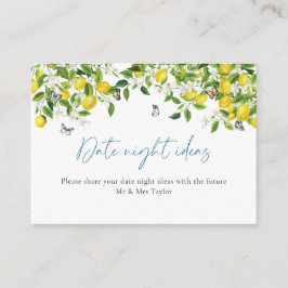 Cartão De Informações Ideias Noturnas de Data | Chá de panela de limão