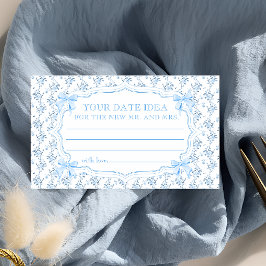 Cartão De Informações Ideias Noturnas de Data do Chá de panela Azul