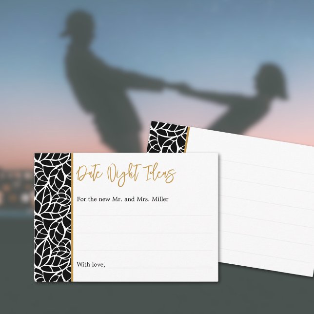 Cartão De Informações Ideias Noturnas de Fronteira de Folhas Botânicas (Botanical Leaves Pattern Border Date Night Ideas Enclosure Card)