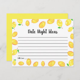 Cartão De Informações Ideias noturnas de Lemon Chá de panela Date