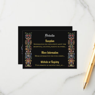 Cartão De Informações Iluminado Floral Medieval Editável