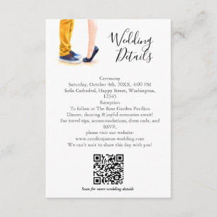 Cartão De Informações Ilustração de Casal de Script Moderno Casual Weddi