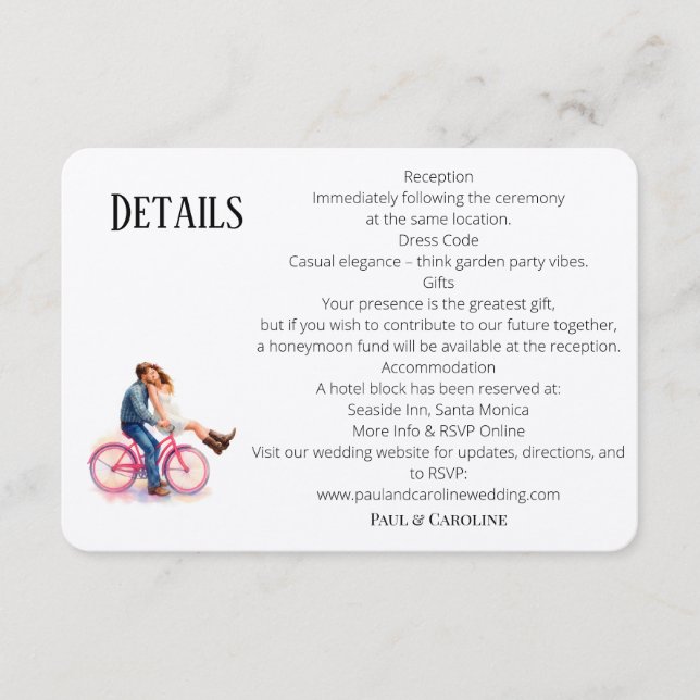 Cartão De Informações Ilustração de Casal Romântico Casual Moderna (Frente)