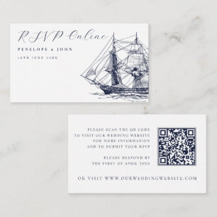 Cartão De Informações Ilustração de Navio Náutico Elegante Site de Casam