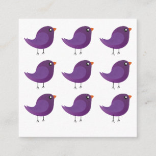 Cartão De Informações Ilustração de passarinho roxo fofo