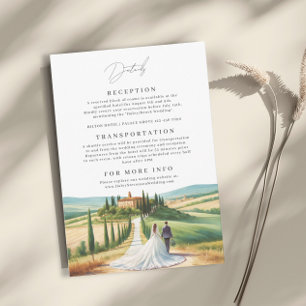 Cartão De Informações Ilustração em Aquarela da Silhueta de Casamento da