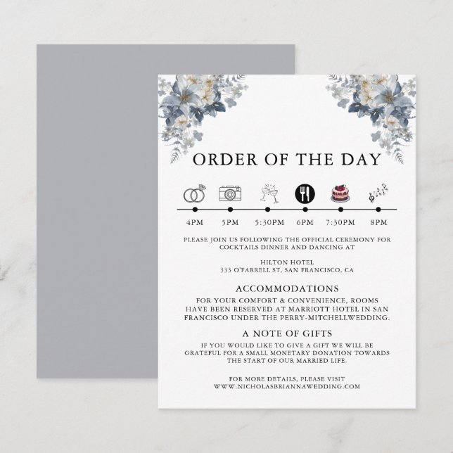 Cartão De Informações ilustração em aquarela rústica de um floral  (Frente/Verso)