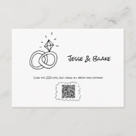 Cartão De Informações Ilustrações de Dodle Casadas em Preto e Branco
